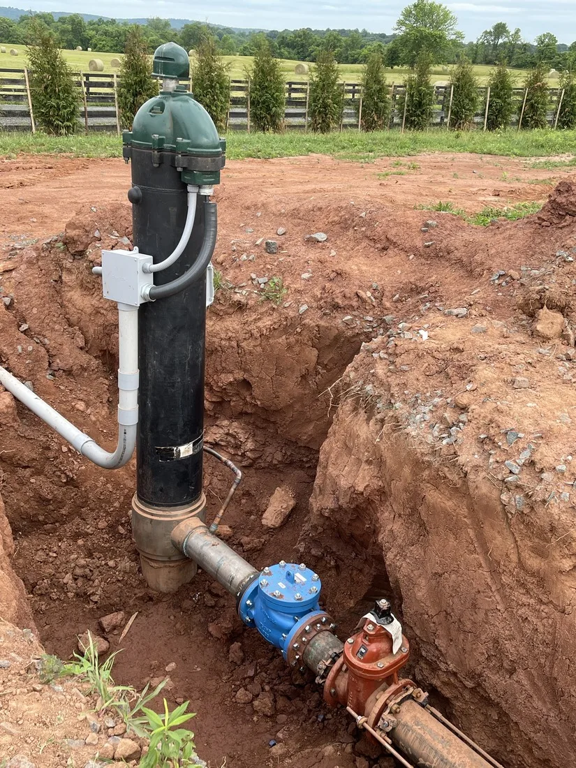 Water line and valve connections plumbed at the wellhead